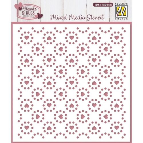 Nellie’s Choice Mixed Media Stencil sapluuna – Hearts and Dots