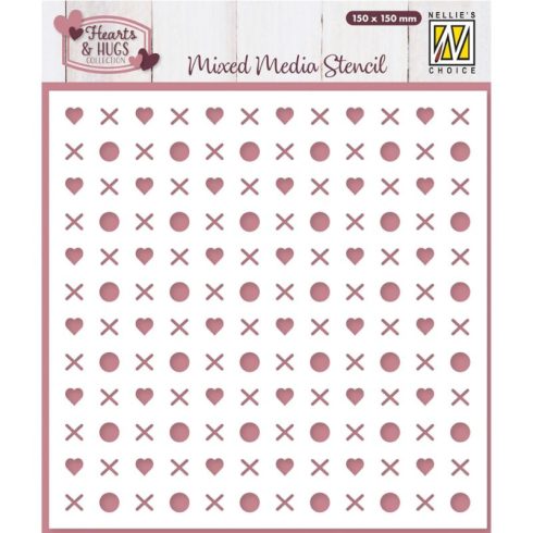 Nellie’s Choice Mixed Media Stencil sapluuna – Hugs and Kisses