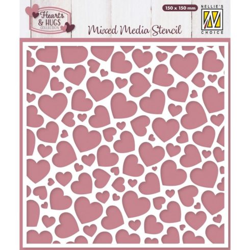 Nellie’s Choice Mixed Media Stencil sapluuna – Pop Up Hearts