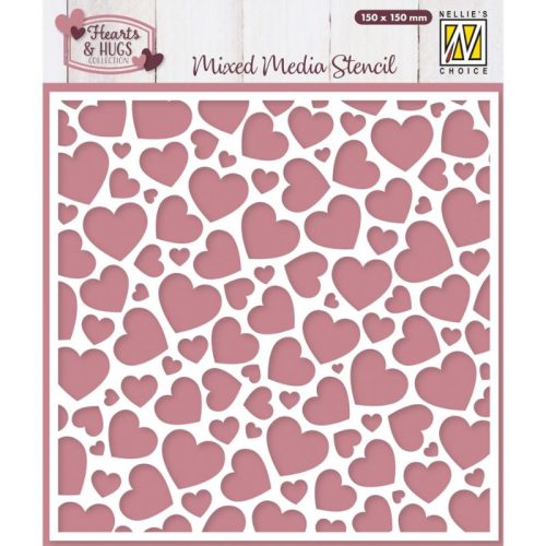 Nellie’s Choice Mixed Media Stencil sapluuna – Pop Up Hearts