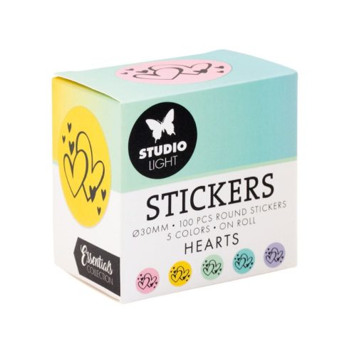 Studio Light – Pastel Hearts pyöreät tarrat 30mm (100 kpl)
