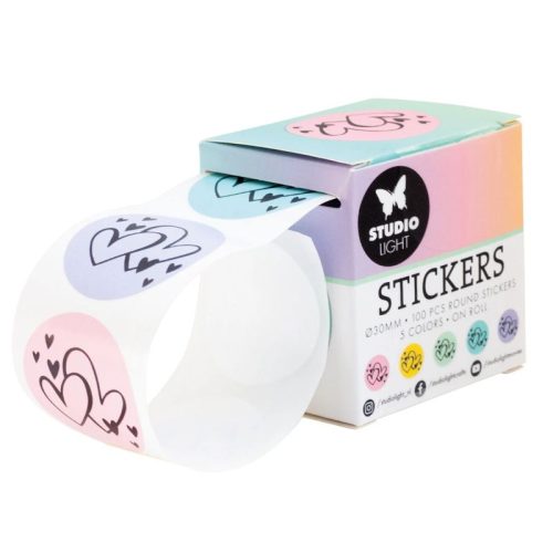 Studio Light – Pastel Hearts pyöreät tarrat 30mm (100 kpl) - Image 3