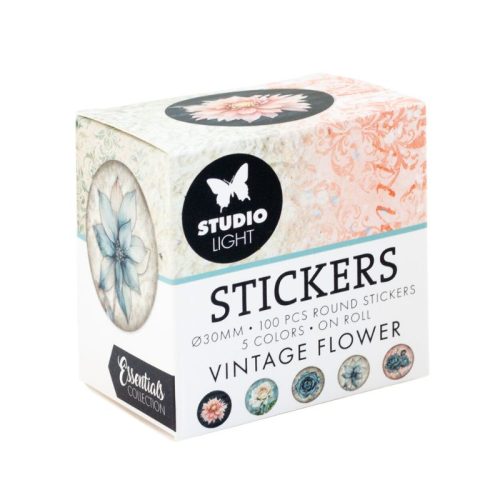 Studio Light – Vintage Flower pyöreät tarrat 30mm (100 kpl)