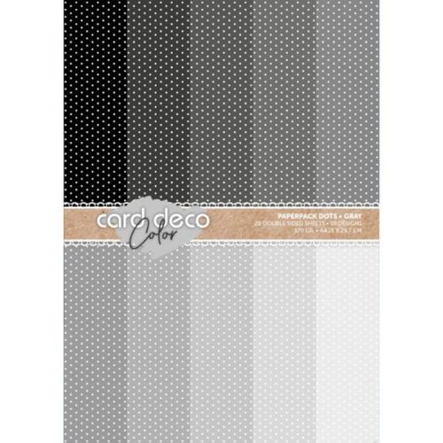 Card Deco – Color Paperpack Dots Grey paperilajitelma A4