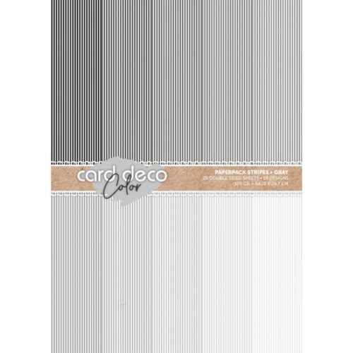 Card Deco – Color Paperpack Stripes Grey paperilajitelma A4