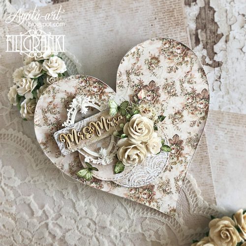 Filigranki – Heart Cards korttipohjat 14x14,5cm sydän valkoinen 5kpl - Bild 2