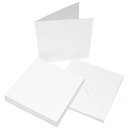 Studio Light korttipohjat + kirjekuoret 6"x6" (15,2x15,2cm) White 10 kpl
