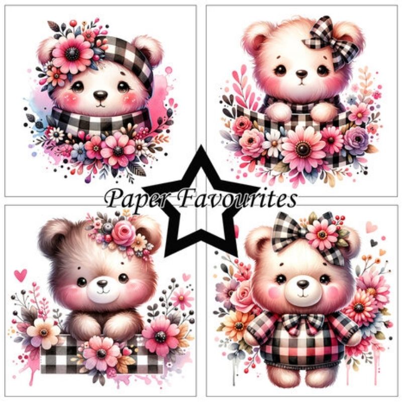 Paper Favourites – Bear With Flowers paperilajitelma 15 x 15 cm - Image 2