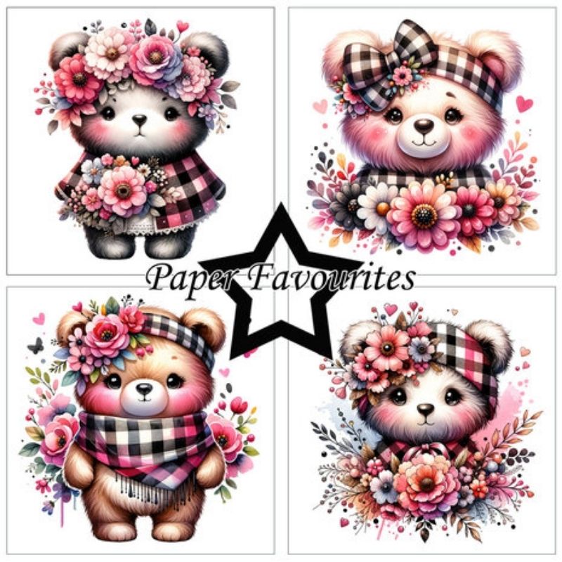 Paper Favourites – Bear With Flowers paperilajitelma 15 x 15 cm - Image 3