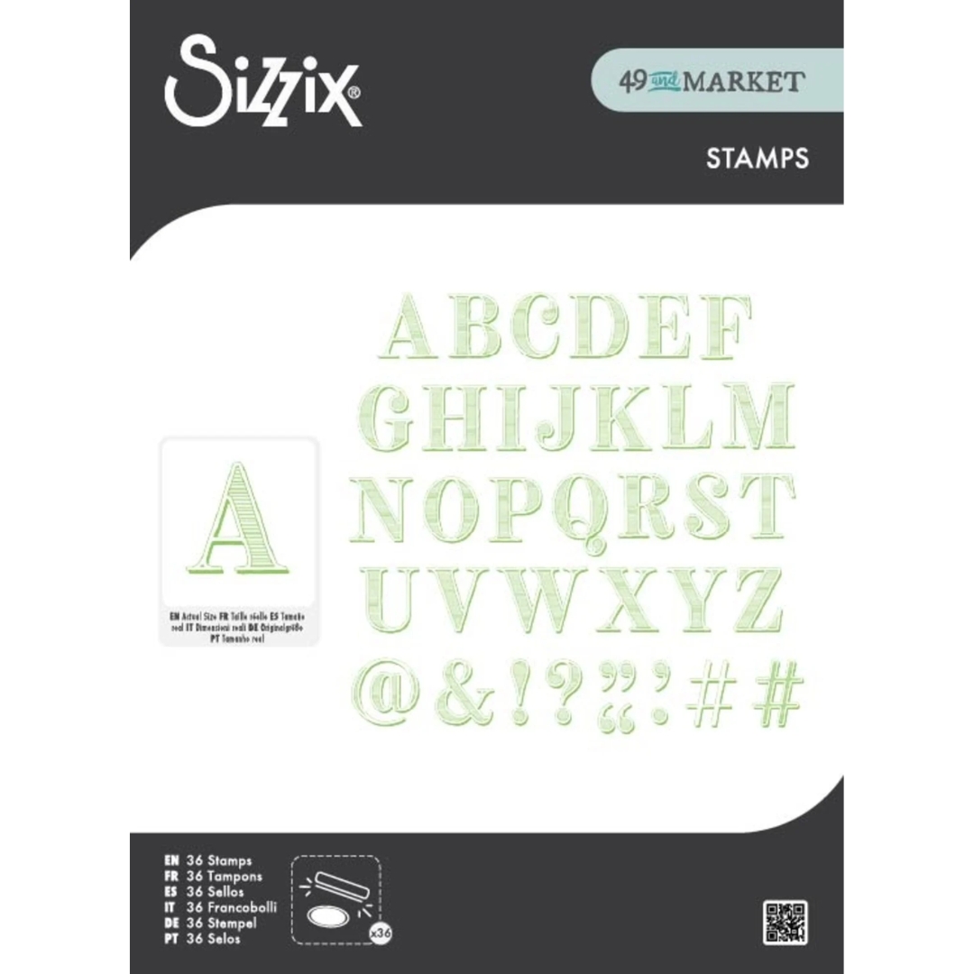 Sizzix & 49 and Market Stamps Textured Alphabet leimasinsetti