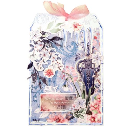 Studio Light Paper Pad – Frozen Flowers Background paperilehtiö 20x20cm - Image 3