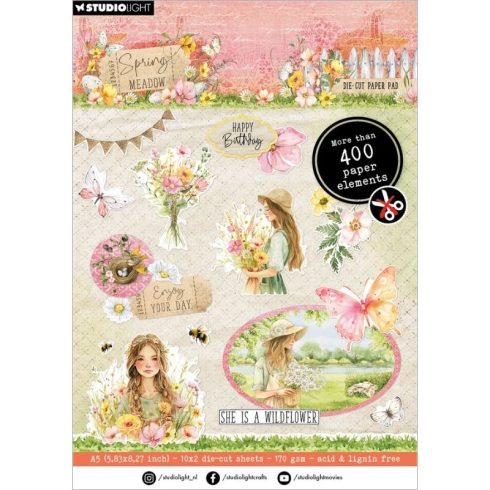 Studio Light Die-Cut Paper Pad – Spring Meadow paperilehtiö (400kpl) A5