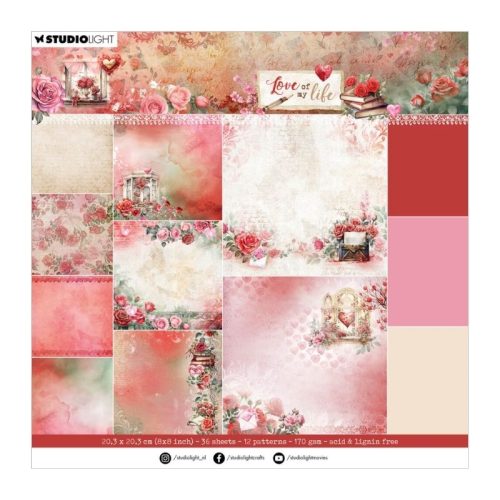 Studio Light Paper Pad – Love of My Life Background paperilehtiö 20x20cm