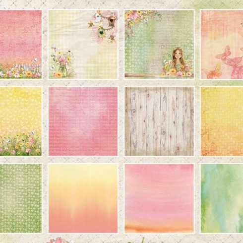Studio Light Paper Pad – Spring Meadow Background paperilehtio 20x20cm 1