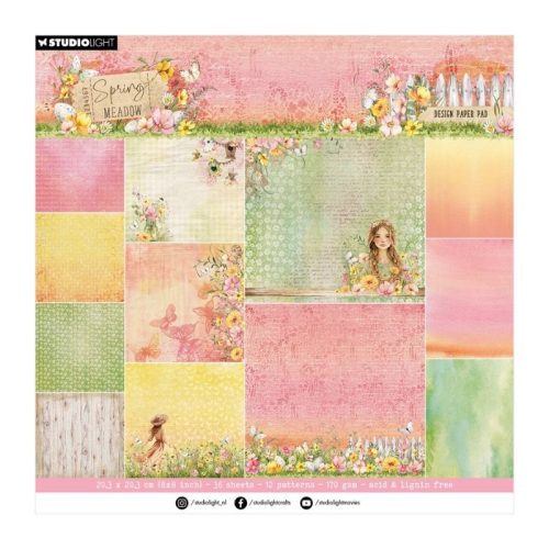Studio Light Paper Pad – Spring Meadow Background paperilehtiö 20x20cm