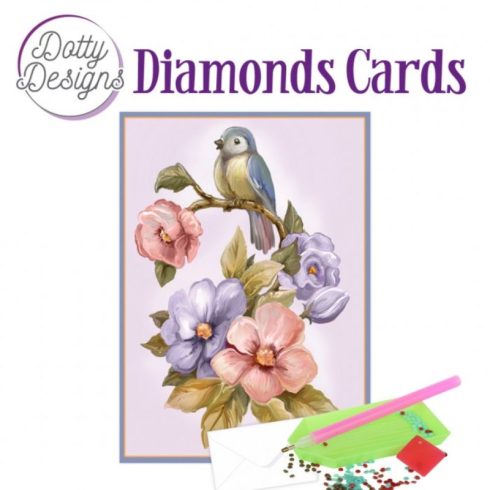 Timanttimaalauskortti Dotty Designs BIRD AND FLOWER 10x15cm