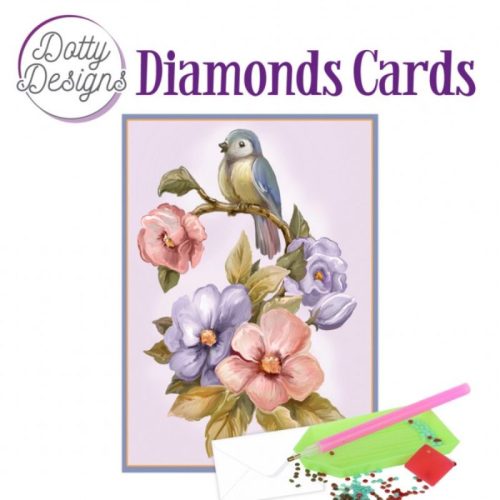 Timanttimaalauskortti Dotty Designs BIRD AND FLOWER 10x15cm