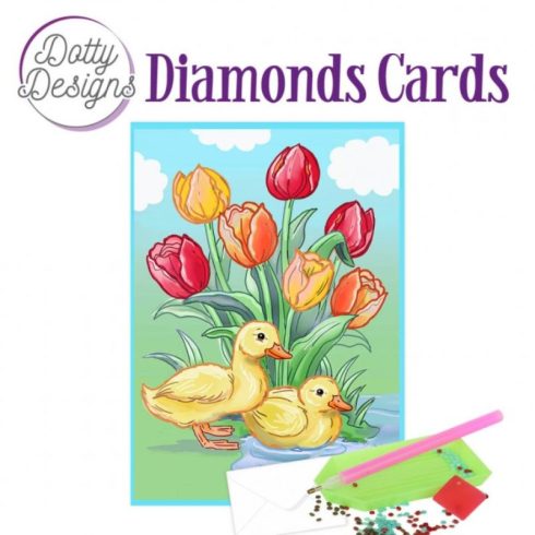 Timanttimaalauskortti Dotty Designs DUCKS AND TULIPS 10x15cm