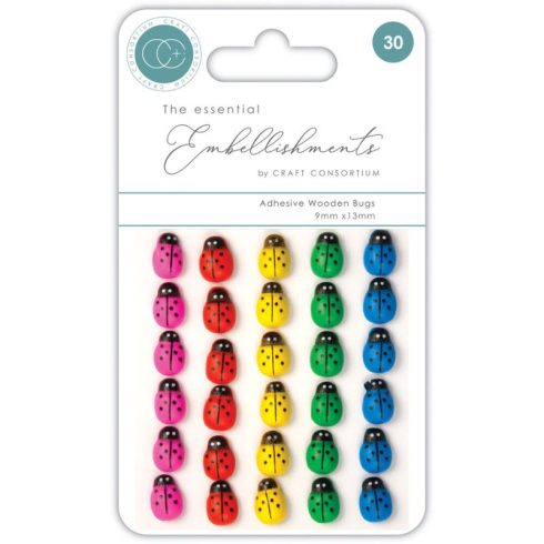 Craft Consortium – Adhesive Wooden Bugs leppäkerttu 3D-tarra (värilajitelma)