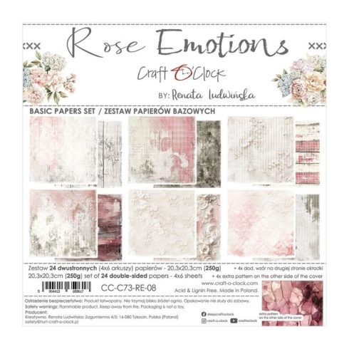 Craft O’Clock – Rose Emotions Basic paperilajitelma 20 x 20 cm