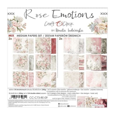 Craft O’Clock – Rose Emotions MIX paperilajitelma 20 x 20 cm