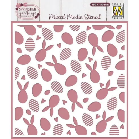 Nellie’s Choice Mixed Media Stencil sapluuna – Bunnies and Eggs