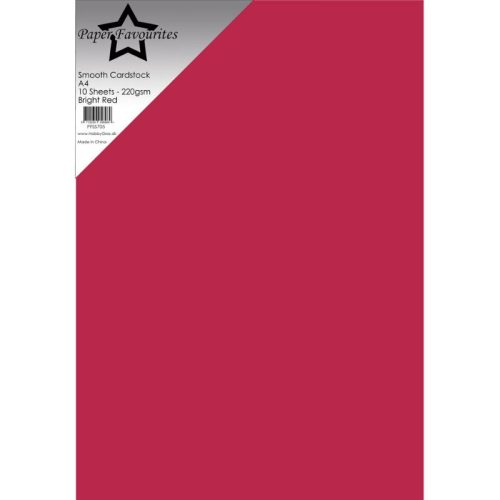 Paper Favourites Smooth Cardstock Bright Red – Kartonki A4 220g (10 kpl)