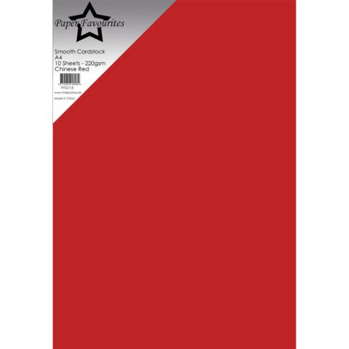 Paper Favourites Smooth Cardstock Chinese Red – Kartonki A4 220g (10 kpl)