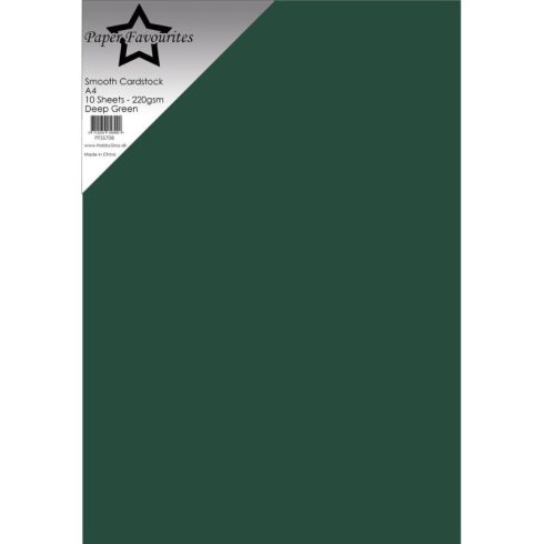 Paper Favourites Smooth Cardstock Deep Green – Kartonki A4 220g (10 kpl)