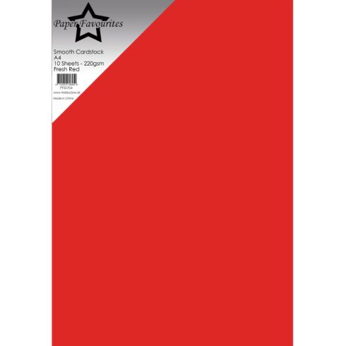 Paper Favourites Smooth Cardstock Fresh Red – Kartonki A4 220g (10 kpl)