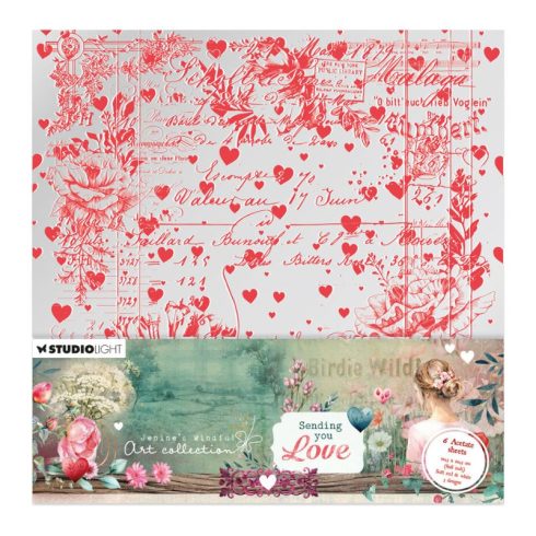 Studio Light kalvo – Acetate Sheets Sending You Love Red & White (6kpl)