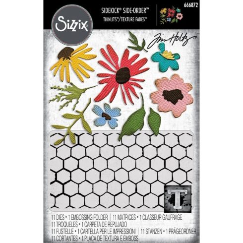 Sizzix Tim Holtz stanssi & 2D kohokuviointikansio – VAULT SIDE-ORDER FLORISTY