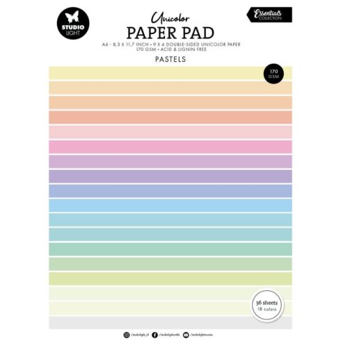 Studio Light Paper Pad – Pastels Unicolor paperilehtiö A4