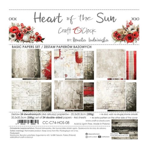 Craft O’Clock – Heart of the Sun Basic paperilajitelma 20 x 20 cm