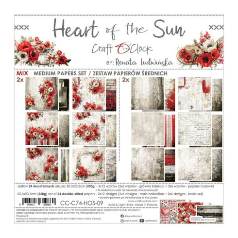 Craft O’Clock – Heart of the Sun MIX paperilajitelma 20 x 20 cm