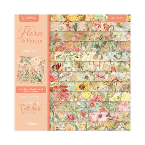 Crafter's Companion – Flora & Fauna paperilehtiö 15 x 15 cm