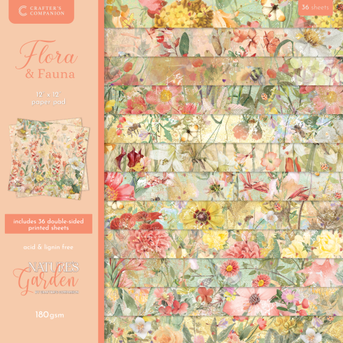 Crafter's Companion – Flora & Fauna paperilehtiö 30 x 30 cm