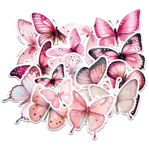 Paper Favourites Die-Cuts – Pink Butterfly leikekuvat (24 kpl)