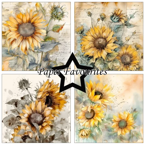 Paper Favourites – Vintage Sunflower paperilajitelma 15 x 15 cm - Image 3