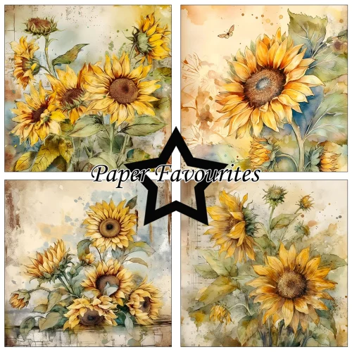 Paper Favourites – Vintage Sunflower paperilajitelma 15 x 15 cm - Image 2