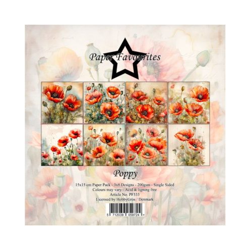 Paper Favourites – Poppy paperilajitelma 15 x 15 cm