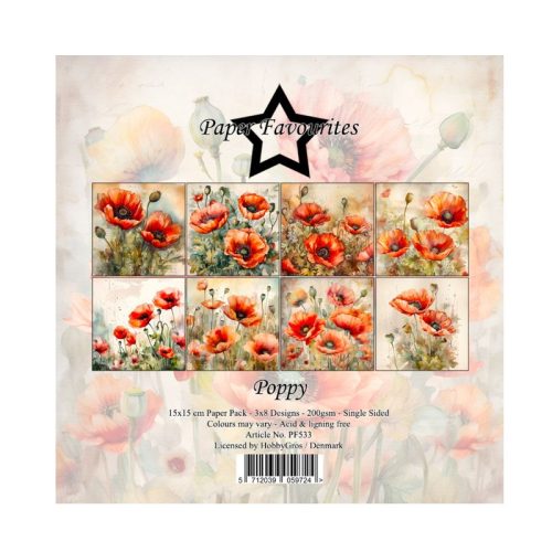 Paper Favourites – Poppy paperilajitelma 15 x 15 cm