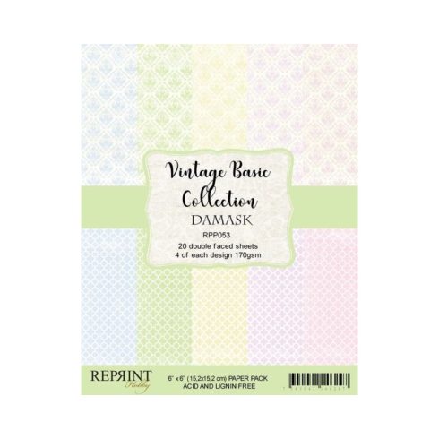 Reprint – Vintage Basic Damask paperilajitelma 15 x 15 cm