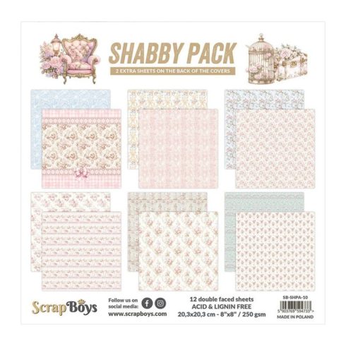 ScrapBoys – Shabby Pack paperilehtiö 20 x 20 cm