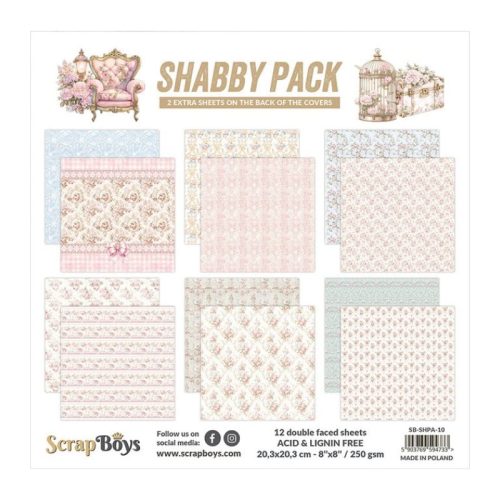 ScrapBoys – Shabby Pack paperilehtiö 20 x 20 cm