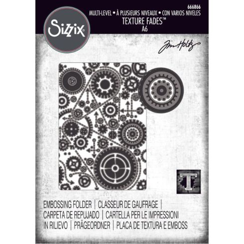 Sizzix Tim Holtz Multi-Level Texture Fades kohokuviointikansio – GEARS (A6)