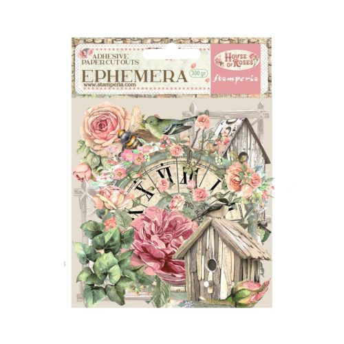 Stamperia – Ephemera House of Roses leikekuvat liimataustalla (37 kpl)