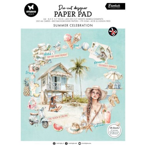 Studio Light Die-Cut Designer Paper Pad – Summer Celebration paperilehtiö A4