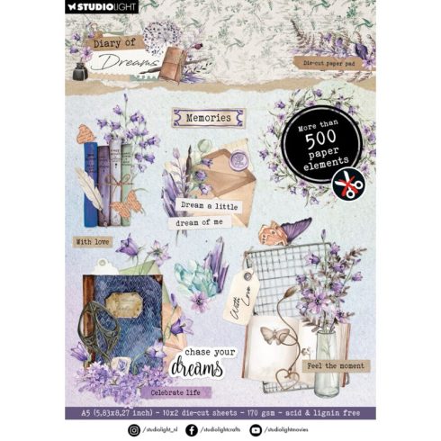 Studio Light Die-Cut Paper Pad – Diary of Dreams paperilehtiö (500kpl) A5