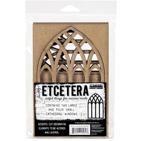 Tim Holtz – Chipboard Cathedral Windows koristepohjat (6 kpl)